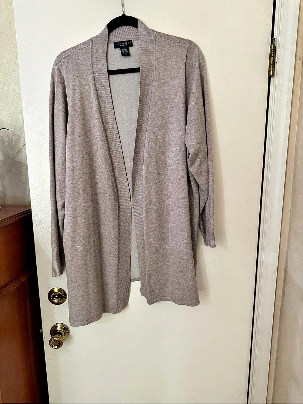 Grace Elements Open-Front Cardigan in tan